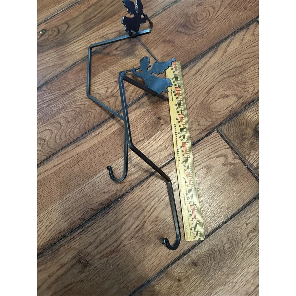 Rod Iron Angel Stocking Holder Garland Hook Black Rod Iron Set Of 2   12